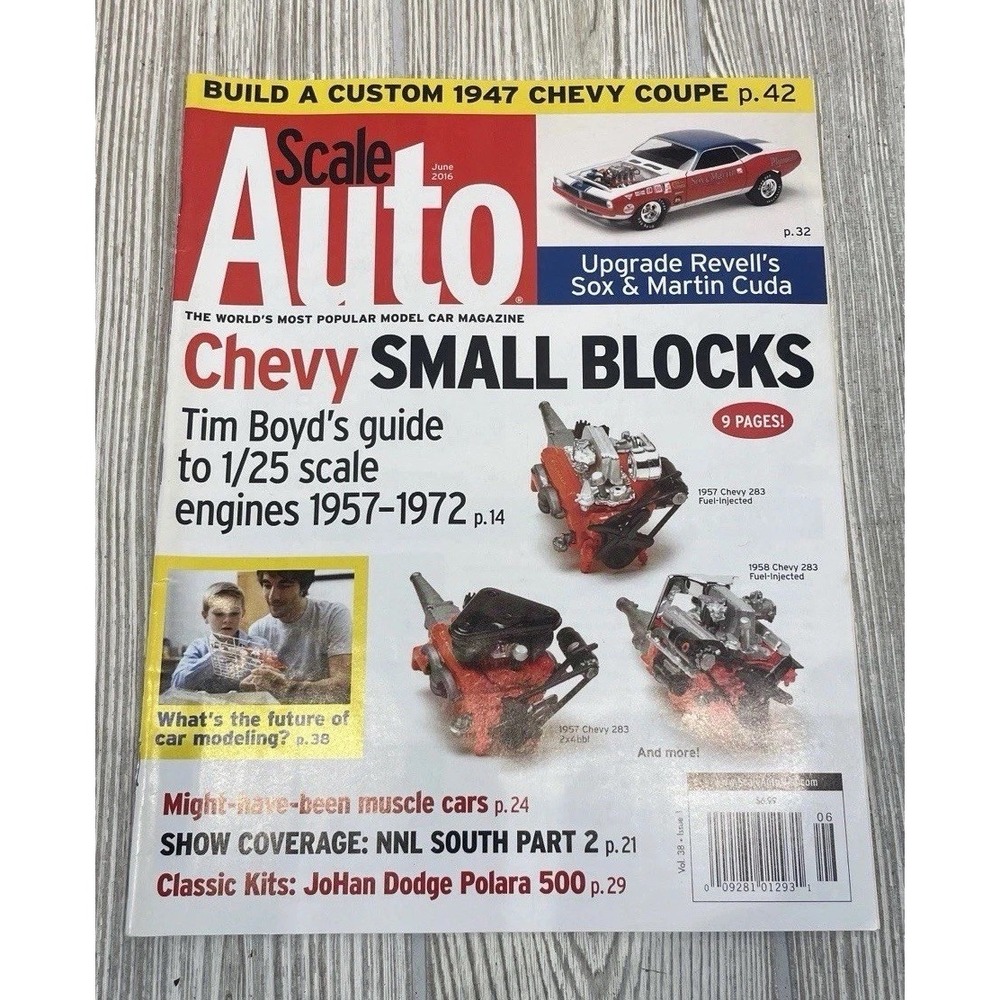 Scale Auto Magazine June 2016 Chevy Small Blocks Sox & Martin Cuda 1947 Chevy